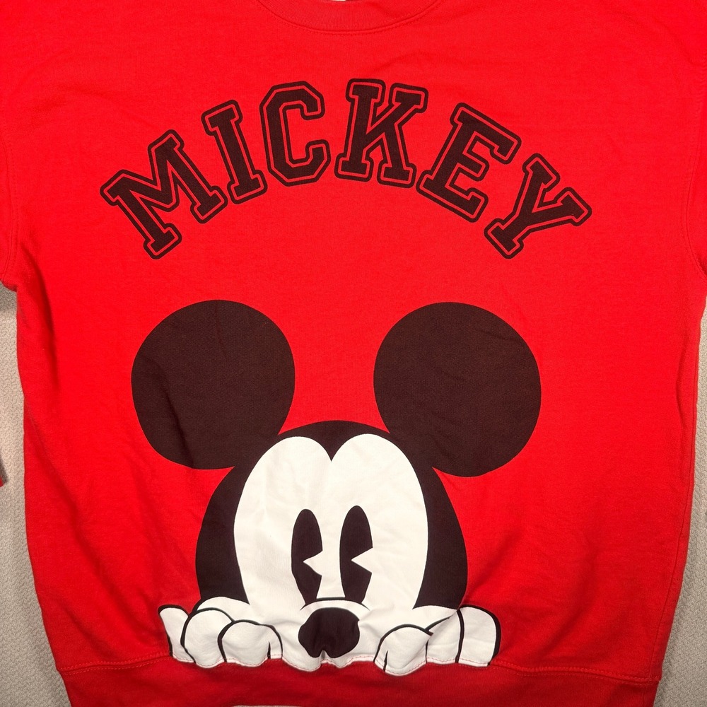 Disney Mickey Mouse Graphic Sweatshirt XXL 18 Red Peeking Mickey Cotton Blend - Picture 2 of 13